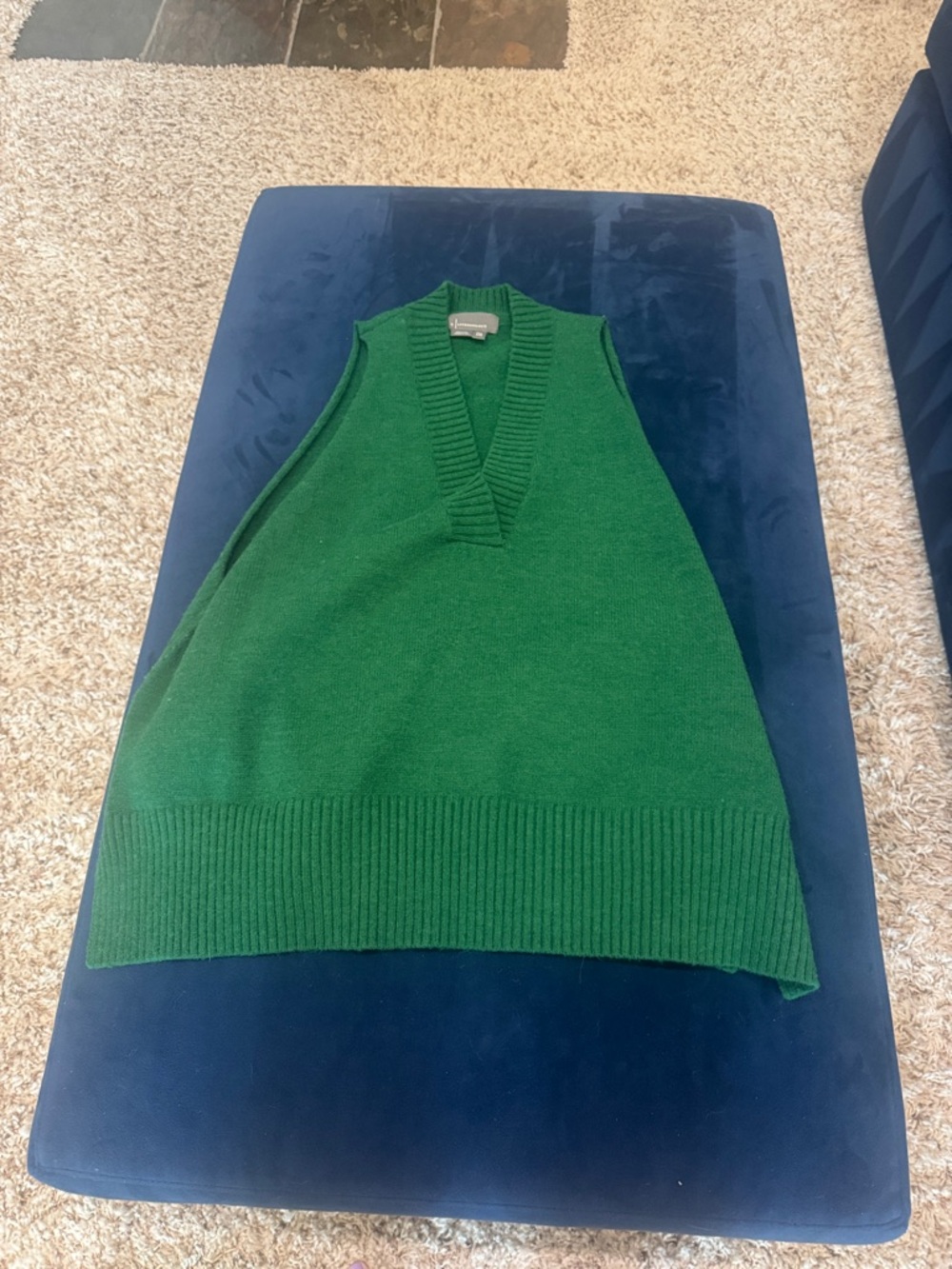 Anthropologie Emerald Green Ribbed V-Neck Sweater Vest